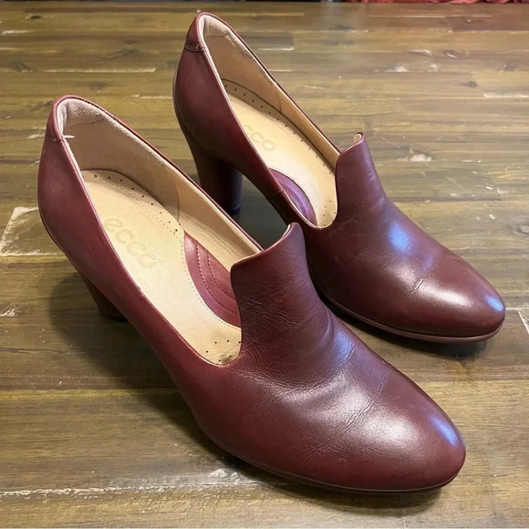 Ecco sculptured 75 bordeaux heels 41 Loafer Wine Burgundy - Picture 2 of 9